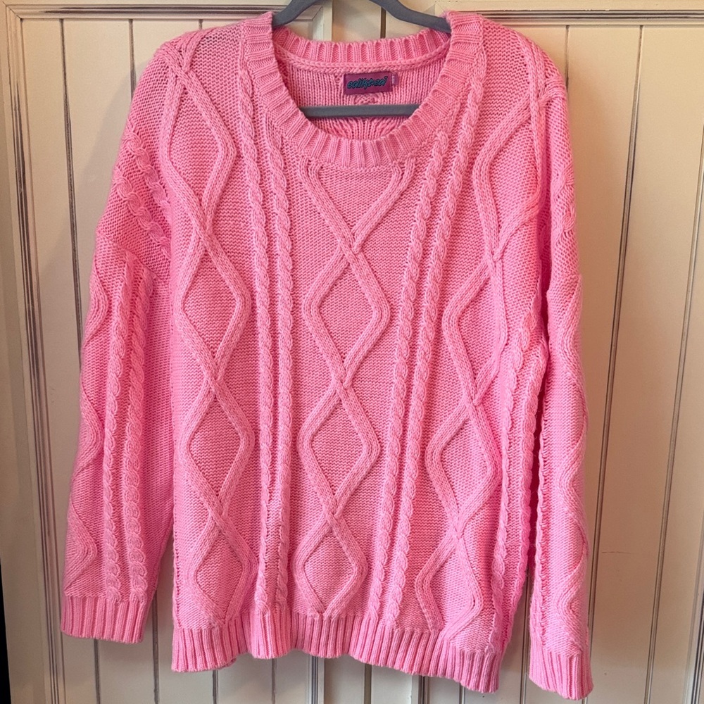 Edikted Cable Knit Pink Sweater